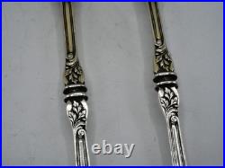 Caron Couvert De Service A Ragout Argent Massif Poincon Minerve Decor Louis XV