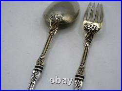 Caron Couvert De Service A Ragout Argent Massif Poincon Minerve Decor Louis XV