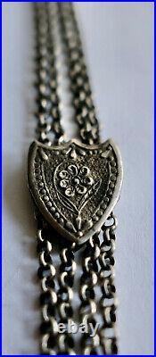 Chaine De Montre Gousset En Argent Massif Poinçon Tortue Epoque 19ème