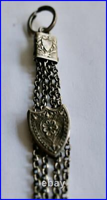 Chaine De Montre Gousset En Argent Massif Poinçon Tortue Epoque 19ème