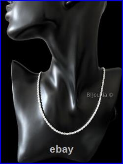 Chaîne Maille corde 45cm En Argent Massif 925/1000 Poinçonné Bijoux Femme