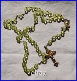 Chapelet Ancien VERMEIL Argent Massif Poinçon Crabe Perles Verre Ste Thérèse 22g