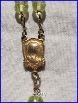 Chapelet Ancien VERMEIL Argent Massif Poinçon Crabe Perles Verre Ste Thérèse 22g