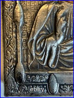 Charmante icône du Christ Riza en argent massif, Poinçon 925 Ancona