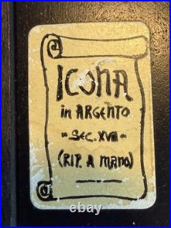 Charmante icône du Christ Riza en argent massif, Poinçon 925 Ancona