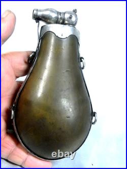 Chasse Venerie Poire A Poudre Bec Pivotant Corne Et Argent Massif Poinçons