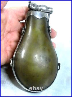 Chasse Venerie Poire A Poudre Bec Pivotant Corne Et Argent Massif Poinçons