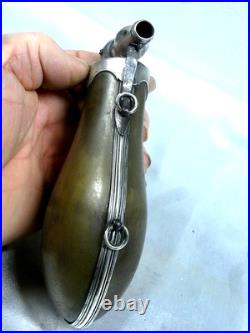 Chasse Venerie Poire A Poudre Bec Pivotant Corne Et Argent Massif Poinçons