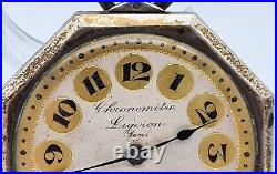 Chronomètre montre tocante art déco en argent massif poinçon crabe Ligeron Paris