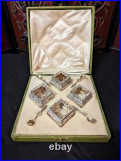 Coffret De Quatre Salerons Argent Massif Poinçon Minerve Coffret De Quatre Salerons Argent Massif Poinçon Minerve