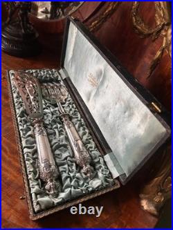 Coffret de service à poisson en argent massif poinçon Minerve