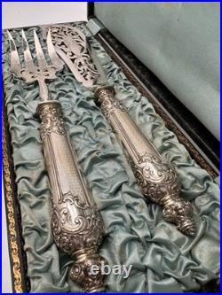 Coffret de service à poisson en argent massif poinçon Minerve