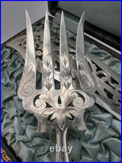 Coffret de service à poisson en argent massif poinçon Minerve