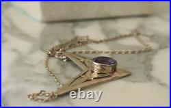 Collier Ancien en Argent Massif Améthyste 925 Poinçonné Art Déco Vers 1930