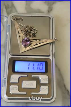 Collier Ancien en Argent Massif Améthyste 925 Poinçonné Art Déco Vers 1930