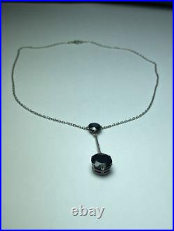Collier Argent D'ép. Napoleon III Serti Onyx Taille Brillant Poinçon Hure Silver