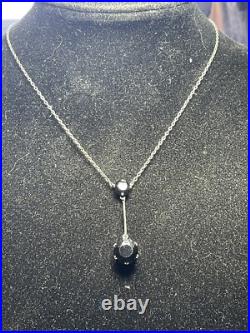 Collier Argent D'ép. Napoleon III Serti Onyx Taille Brillant Poinçon Hure Silver