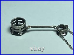 Collier Argent D'ép. Napoleon III Serti Onyx Taille Brillant Poinçon Hure Silver