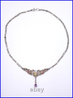 Collier Art Nouveau en argent Massif et Pierres Poinçon Argent XXeme