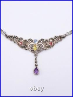 Collier Art Nouveau en argent Massif et Pierres Poinçon Argent XXeme
