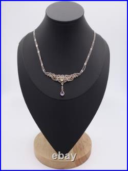 Collier Art Nouveau en argent Massif et Pierres Poinçon Argent XXeme