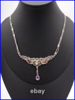 Collier Art Nouveau en argent Massif et Pierres Poinçon Argent XXeme
