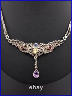 Collier Art Nouveau en argent Massif et Pierres Poinçon Argent XXeme