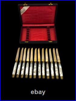 Couteaux Argent Massif ET Nacre, poinçon Minerve ×12