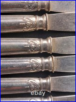 Couteaux a fruits x 12 Argent massif (lame et manche) poinçon Minerve XIXème Couteaux a fruits x 12 Argent massif (lame et manche) poinçon Minerve XIXème