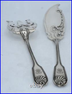 Couverts De Service A Poisson Argent Massif Poincon Minerve Decor Coquille