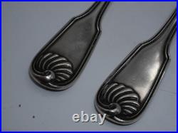 Couverts De Service A Poisson Argent Massif Poincon Minerve Decor Coquille