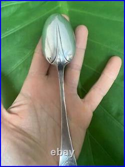 Cuillère Argent Massif Modelé Queue de Rat Poinçon Antique Silver Spoon