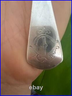 Cuillère Argent Massif Modelé Queue de Rat Poinçon Antique Silver Spoon