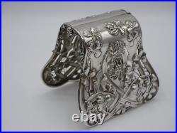 Debain Rare Pince A Asperges Argent Massif Poincon Minerve Art Nouveau Trefles