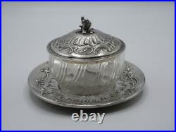 Drageoir Ou Beurrier En Argent Massif Et Verre Poincon Minerve 1 Er Titre