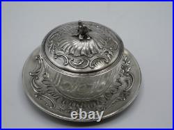 Drageoir Ou Beurrier En Argent Massif Et Verre Poincon Minerve 1 Er Titre