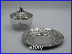 Drageoir Ou Beurrier En Argent Massif Et Verre Poincon Minerve 1 Er Titre