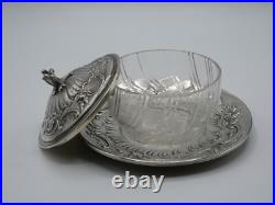 Drageoir Ou Beurrier En Argent Massif Et Verre Poincon Minerve 1 Er Titre