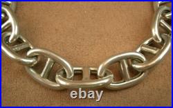 ENORME COLLIER EN ARGENT MASSIF MAILLE MARINE ORFEVRE MURAT POINCON MINEVRE 98g