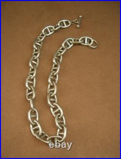 ENORME COLLIER EN ARGENT MASSIF MAILLE MARINE ORFEVRE MURAT POINCON MINEVRE 98g