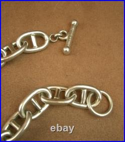 ENORME COLLIER EN ARGENT MASSIF MAILLE MARINE ORFEVRE MURAT POINCON MINEVRE 98g