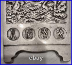 Écran de Lettré, ancien, ARGENT MASSIF, poinçonné au dos, dynastie Qing RARE