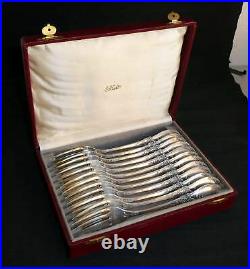 Ecrin 12 fourchettes argent massif 800 solid silver forks boxed 833 g poinçons