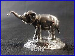 Eléphant en argent massif XIXè Figurine Miniature Ancienne avec poinçon