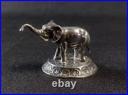 Eléphant en argent massif XIXè Figurine Miniature Ancienne avec poinçon