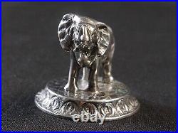 Eléphant en argent massif XIXè Figurine Miniature Ancienne avec poinçon