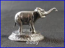 Eléphant en argent massif XIXè Figurine Miniature Ancienne avec poinçon