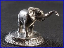 Eléphant en argent massif XIXè Figurine Miniature Ancienne avec poinçon