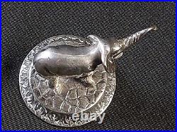 Eléphant en argent massif XIXè Figurine Miniature Ancienne avec poinçon