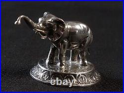 Eléphant en argent massif XIXè Figurine Miniature Ancienne avec poinçon